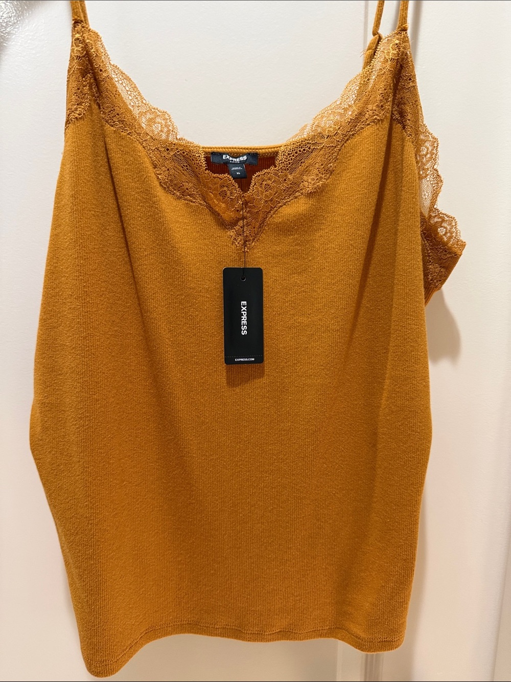 Express NWT Lace-Trim Cami Tank in Mustard Gold XL